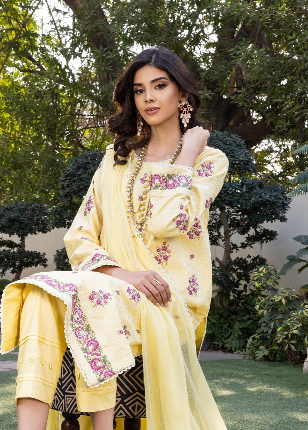 Essential By Asim Jofa Embroidered Cambric Suits Unstitched 3 Piece AJ23EE AJPE-10 - Eid Collection