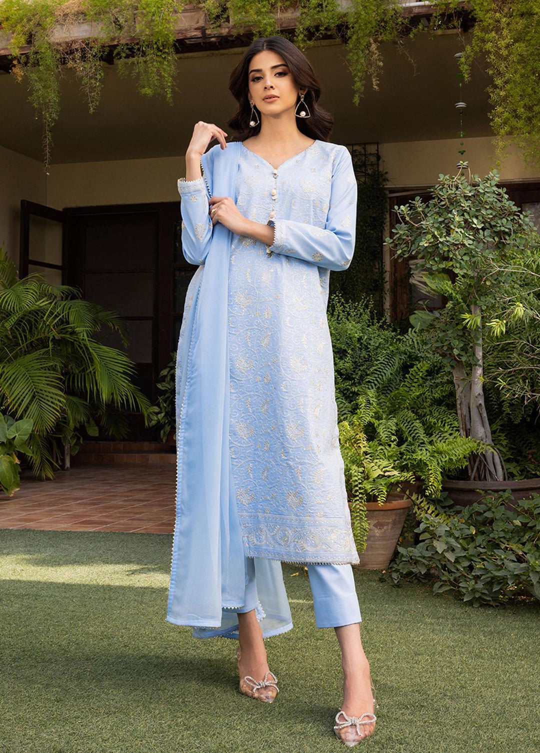Essential By Asim Jofa Embroidered Cambric Suits Unstitched 3 Piece AJ23EE AJPE-13 - Eid Collection