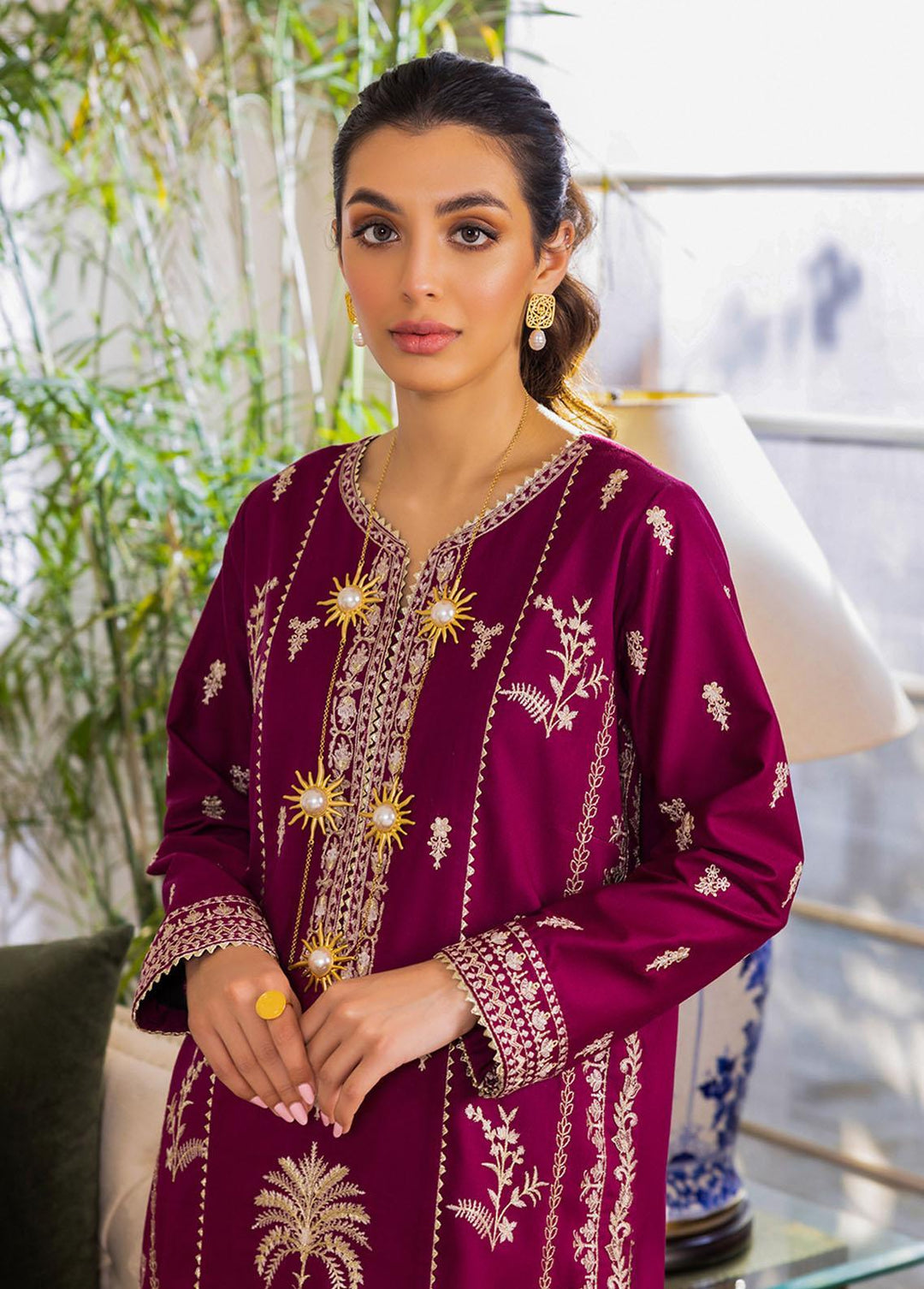 Essential By Asim Jofa Embroidered Cambric Suits Unstitched 2 Piece AJ23EE AJPE-18 - Eid Collection
