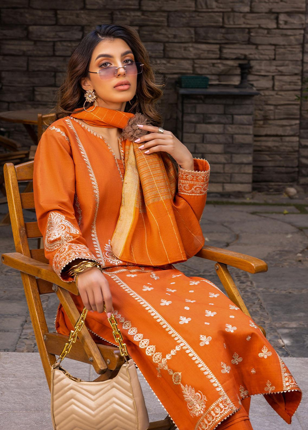 Essential By Asim Jofa Embroidered Cambric Suits Unstitched 3 Piece AJ23EE AJPE-21 - Eid Collection