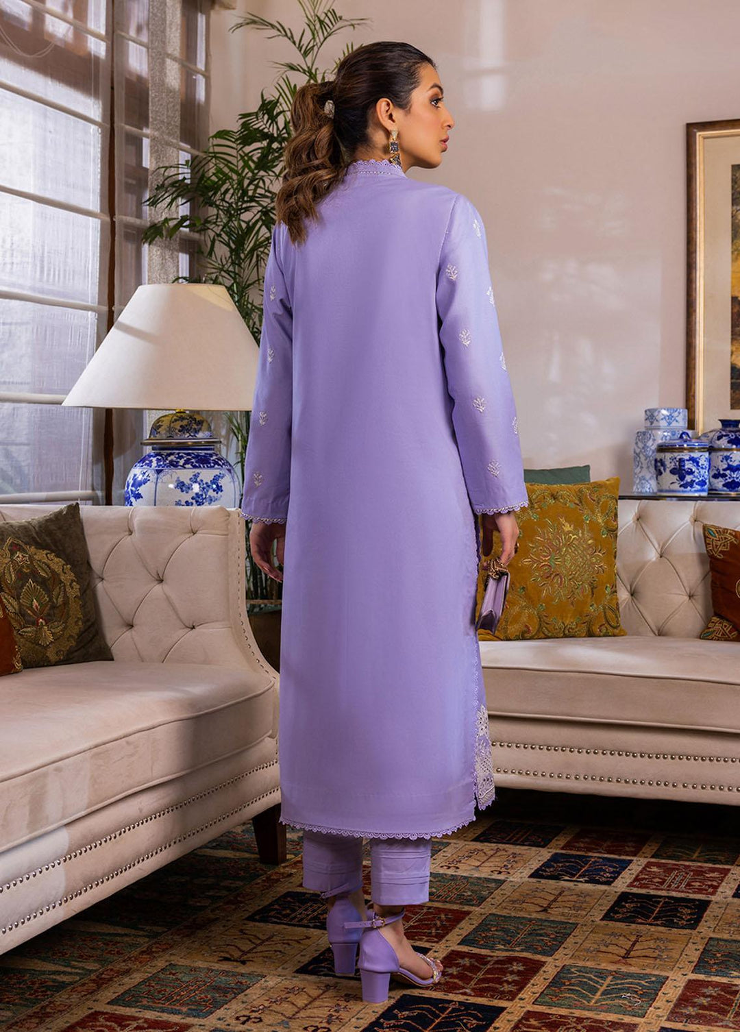 Essential By Asim Jofa Embroidered Cambric  Unstitched Kurti AJ23EE AJPE-27 - Eid Collection