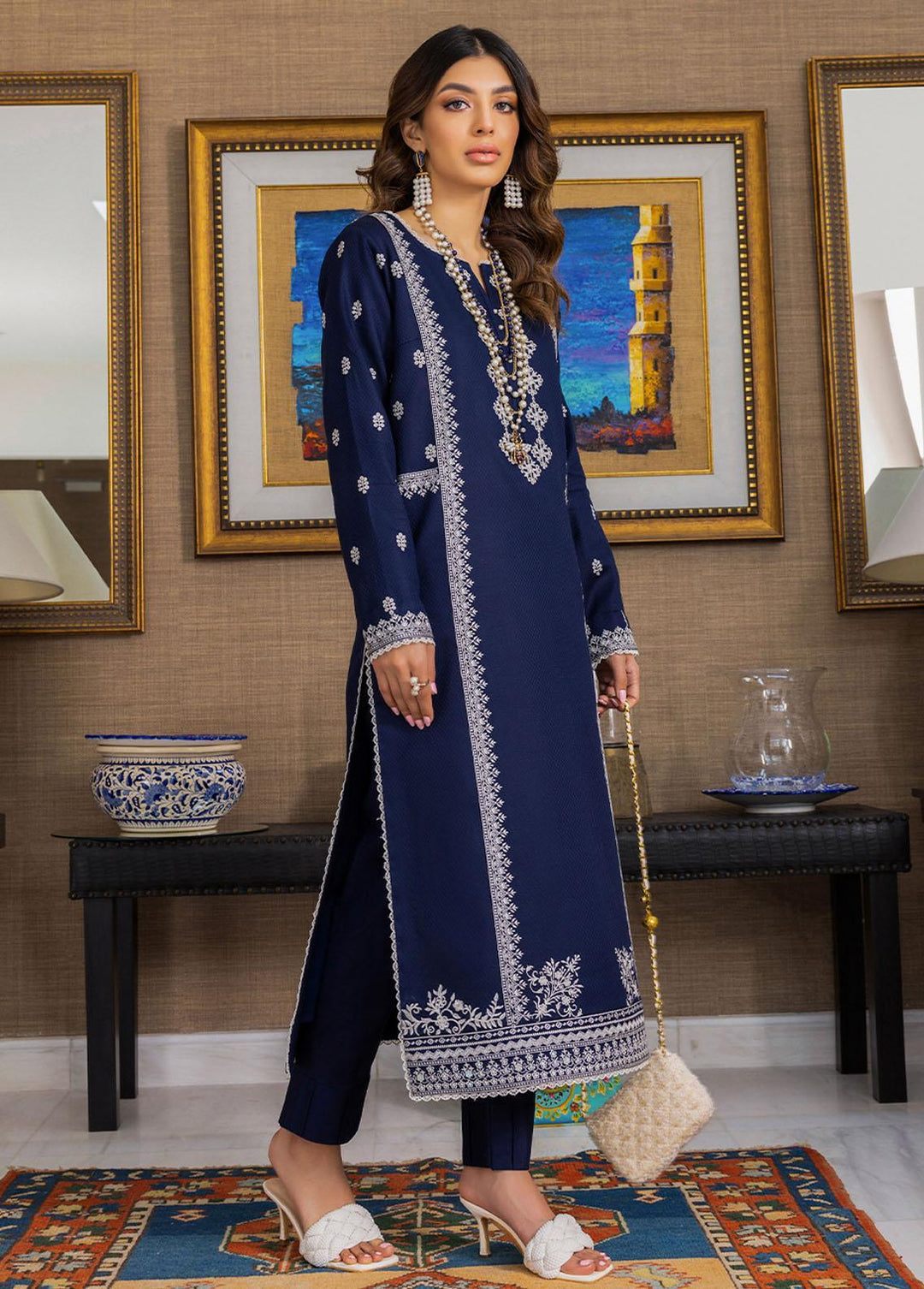 Essential By Asim Jofa Embroidered Jacquard Suits Unstitched 2 Piece AJ23EE AJPE-29 - Eid Collection