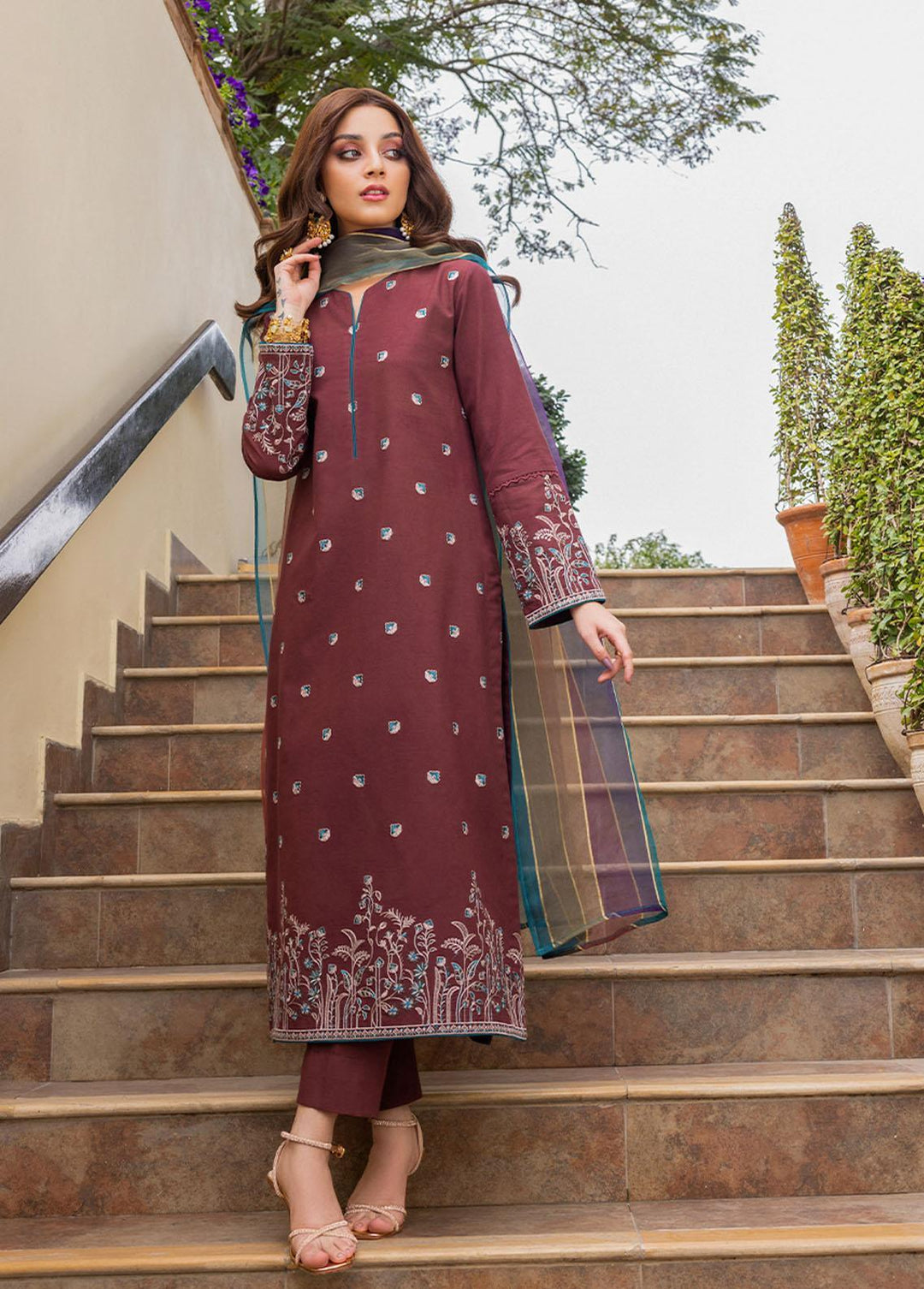 Essential By Asim Jofa Embroidered Cambric Suits Unstitched 2 Piece AJ23EE AJPE-35 - Eid Collection