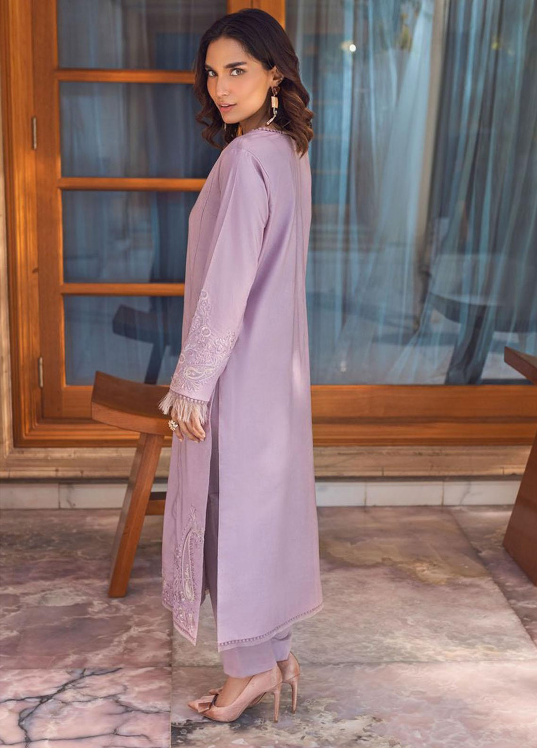 Essential Cambric By Asim Jofa Embroidered Cambric Suits Unstitched 2 Piece AJ23E AJP-08 - Summer Collection