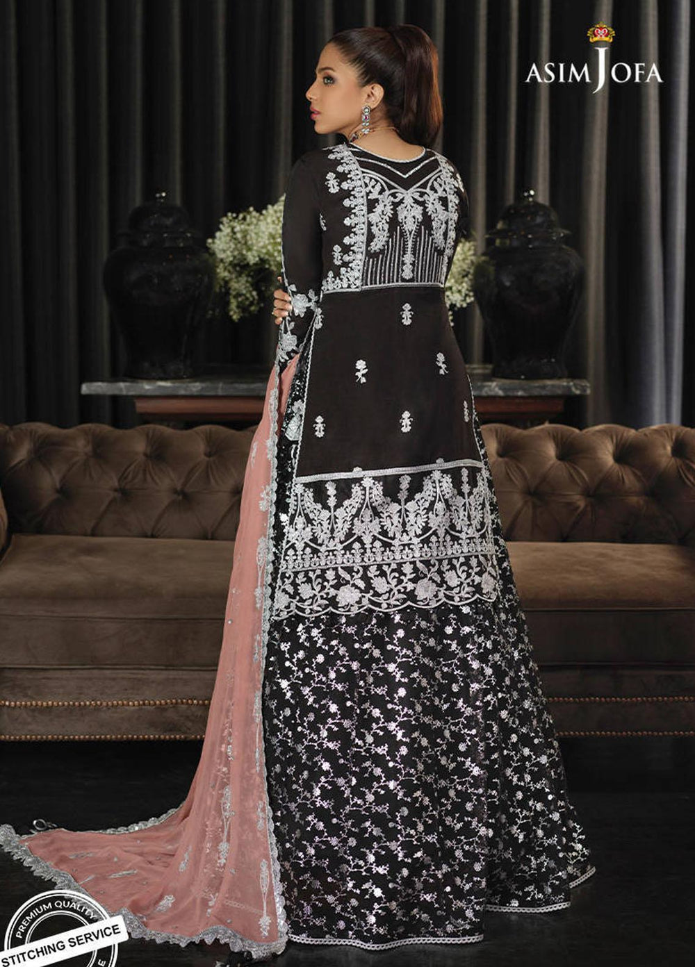 Asim Jofa Embroidered Raw Silk Suits Unstitched 3 Piece AJ21IN AJN-11 - Luxury Formals Collection