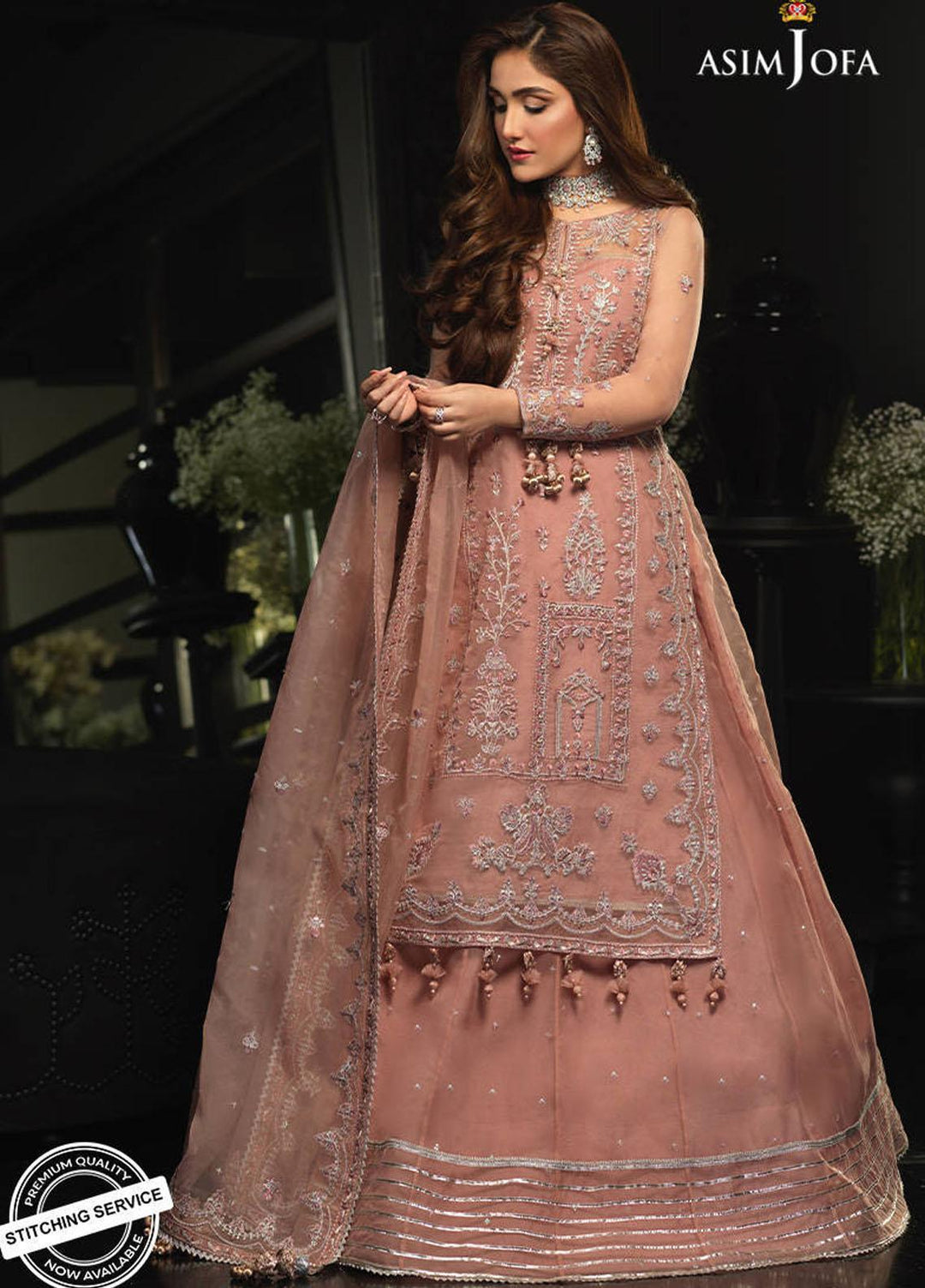 Asim Jofa Embroidered Organza Suits Unstitched 3 Piece AJ21IN AJN-12 - Luxury Formals Collection