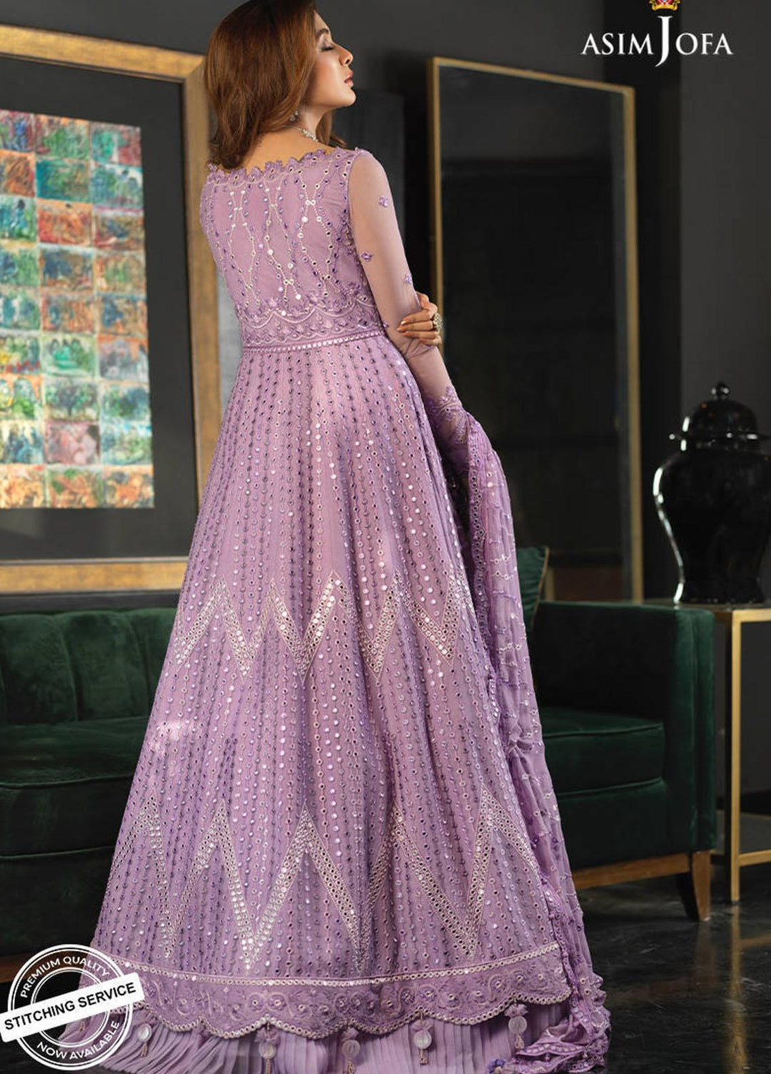 Asim Jofa Embroidered Net Suits Unstitched 3 Piece AJ21IN AJN-13 - Luxury Formals Collection