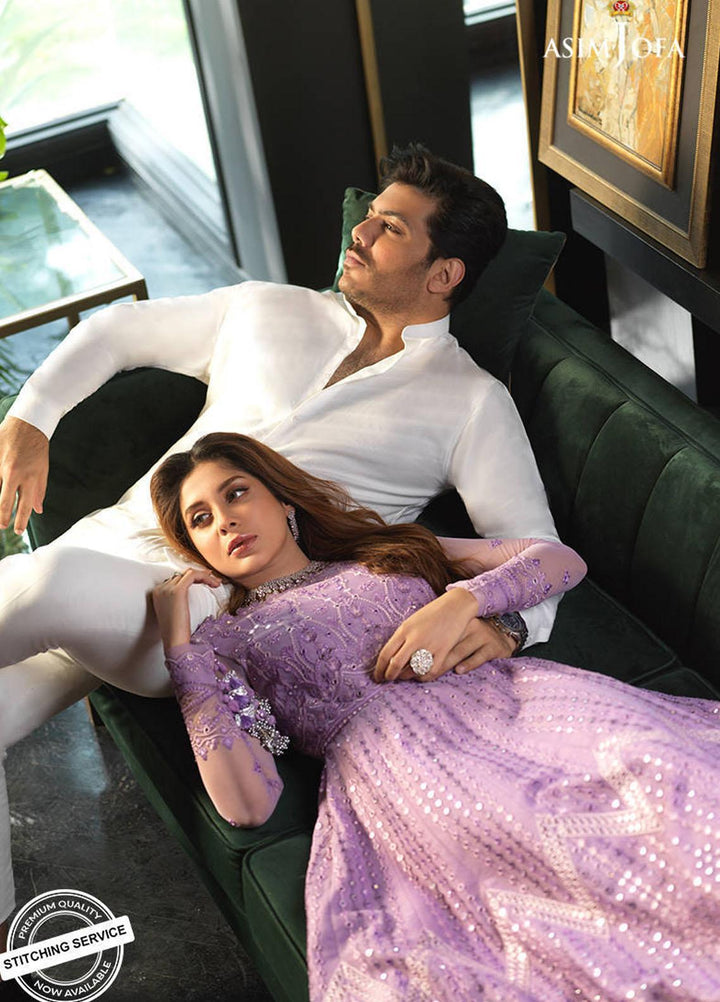 Asim Jofa Embroidered Net Suits Unstitched 3 Piece AJ21IN AJN-13 - Luxury Formals Collection