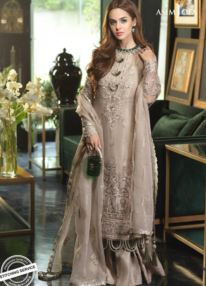 Asim Jofa Embroidered Organza Suits Unstitched 3 Piece AJ21IN AJN-14 - Luxury Formals Collection