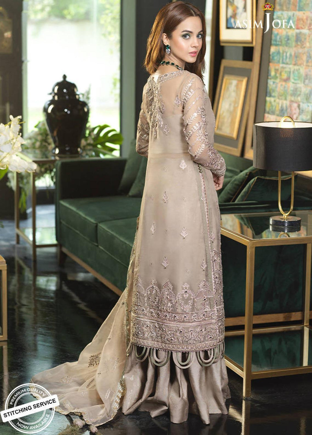 Asim Jofa Embroidered Organza Suits Unstitched 3 Piece AJ21IN AJN-14 - Luxury Formals Collection