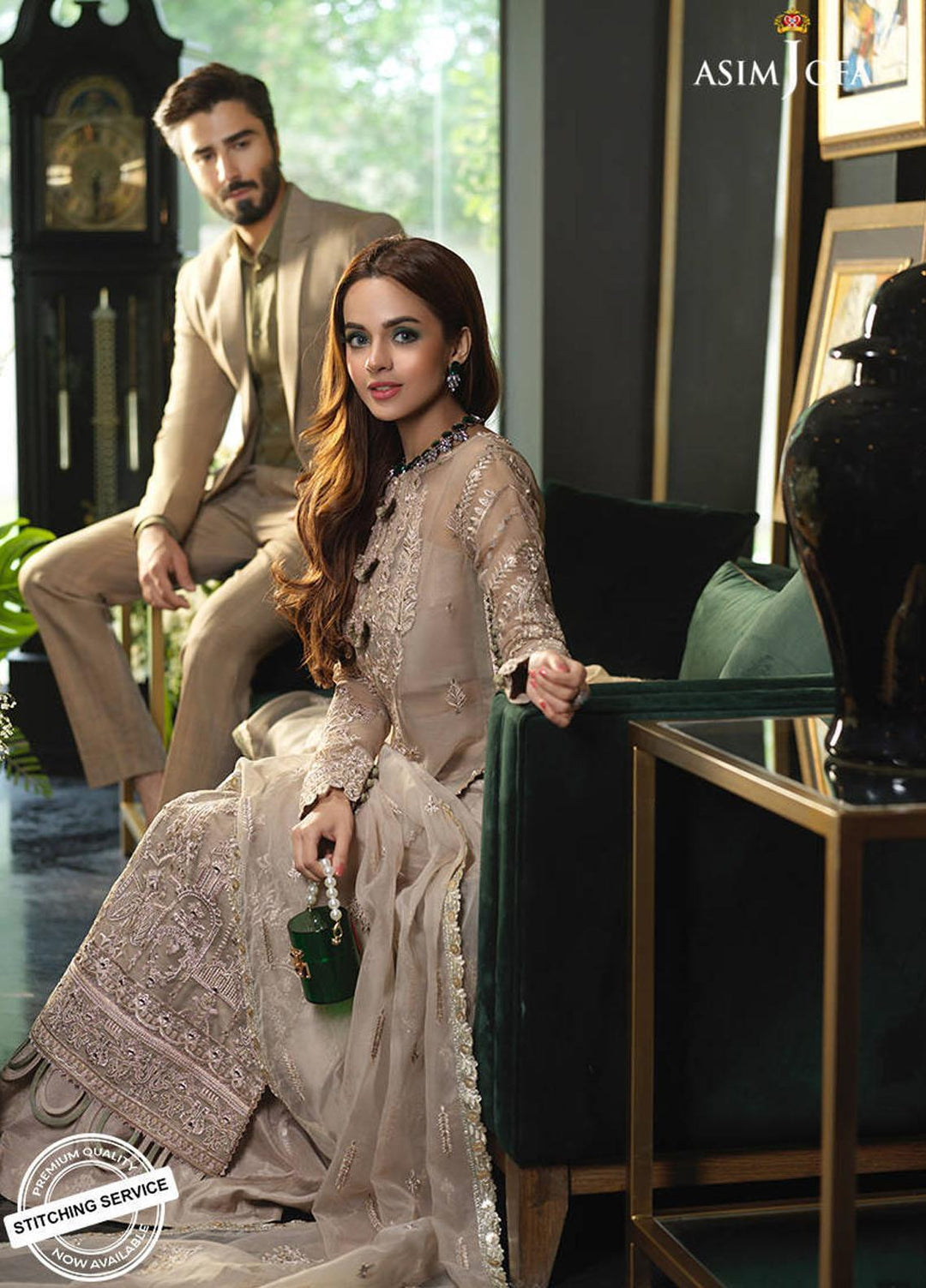 Asim Jofa Embroidered Organza Suits Unstitched 3 Piece AJ21IN AJN-14 - Luxury Formals Collection