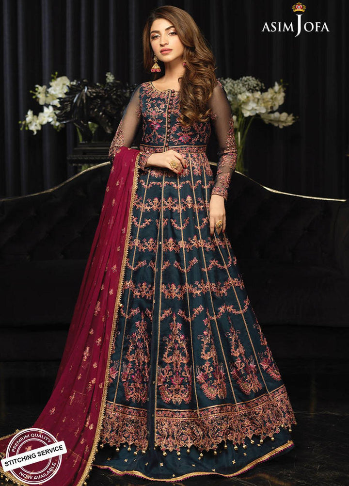 Asim Jofa Embroidered Organza Suits Unstitched 3 Piece AJ21IN AJN-16 - Luxury Formals Collection