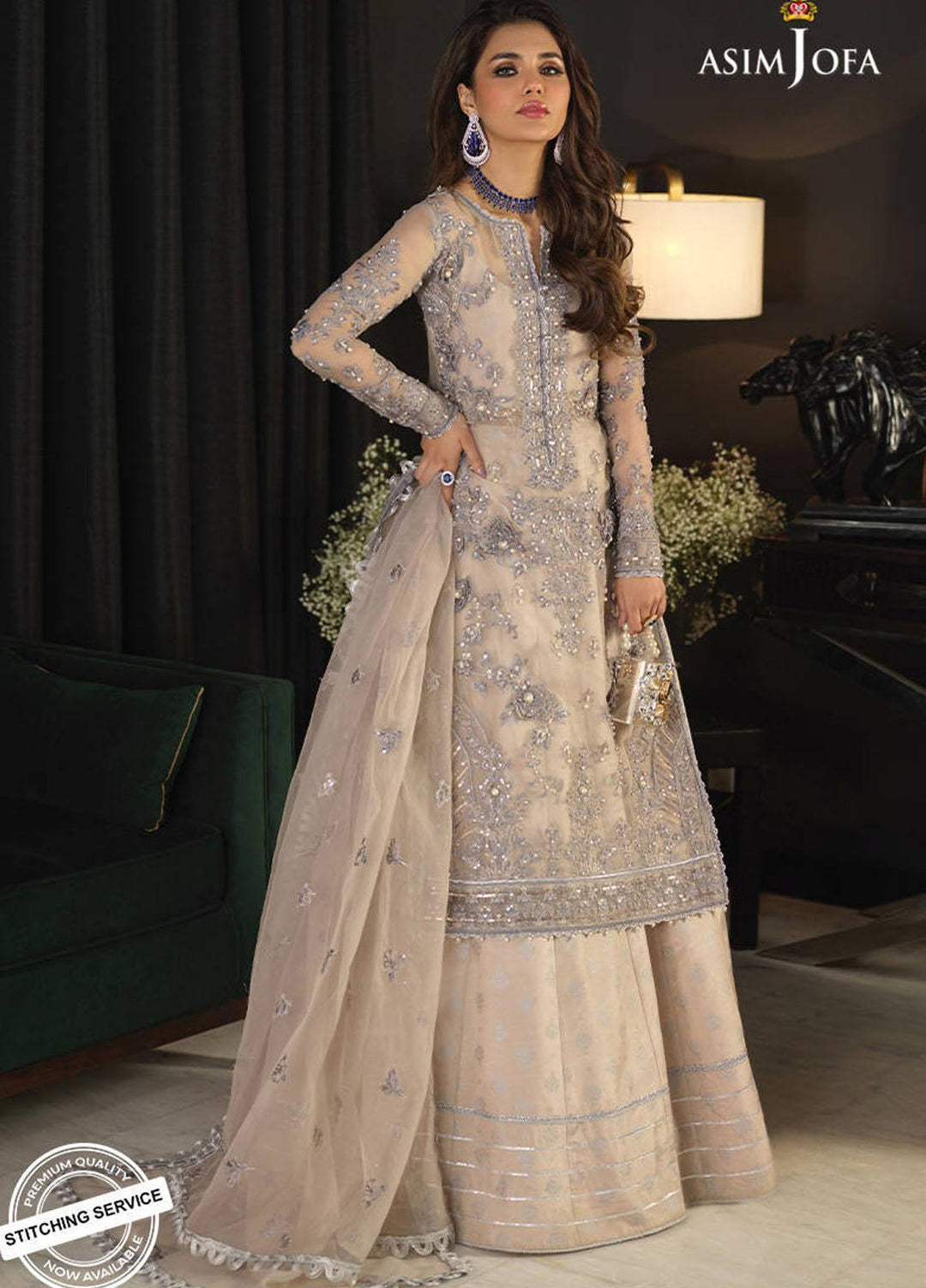 Asim Jofa Embroidered Organza Suits Unstitched 3 Piece AJ21IN AJN-17 - Luxury Formals Collection