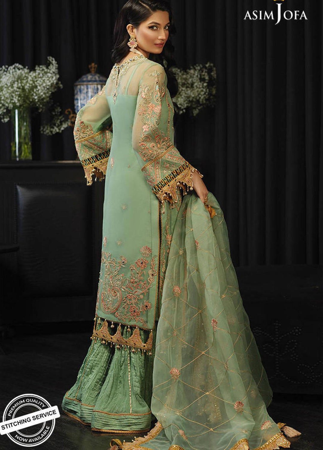 Asim Jofa Embroidered Organza Suits Unstitched 3 Piece AJ21IN AJN-18 - Luxury Formals Collection