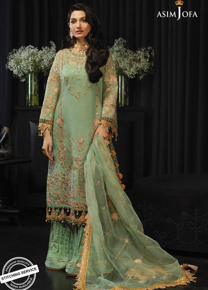Asim Jofa Embroidered Organza Suits Unstitched 3 Piece AJ21IN AJN-18 - Luxury Formals Collection