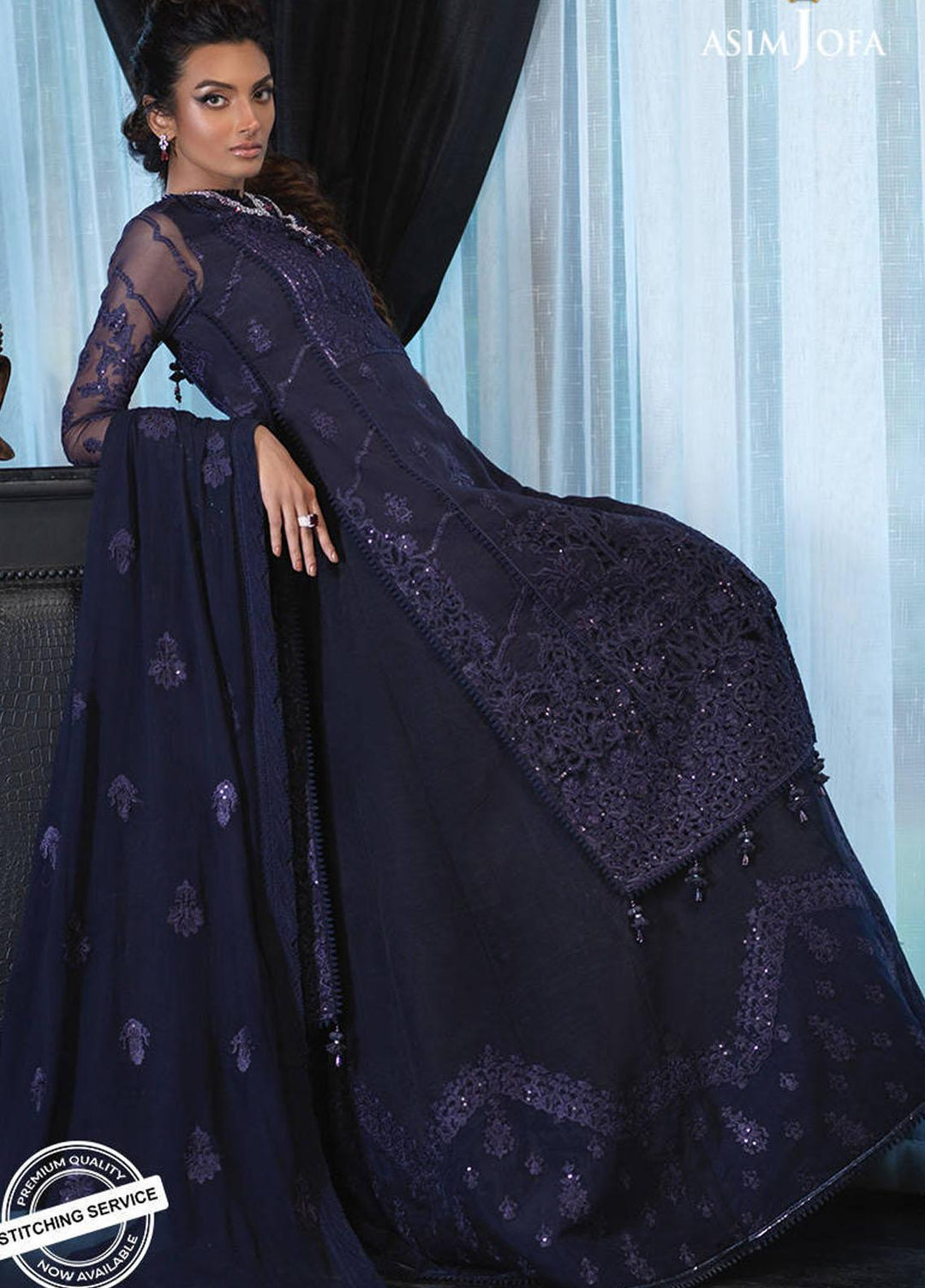 Asim Jofa Embroidered Organza Suits Unstitched 3 Piece AJ21IN AJN-20 - Luxury Formals Collection