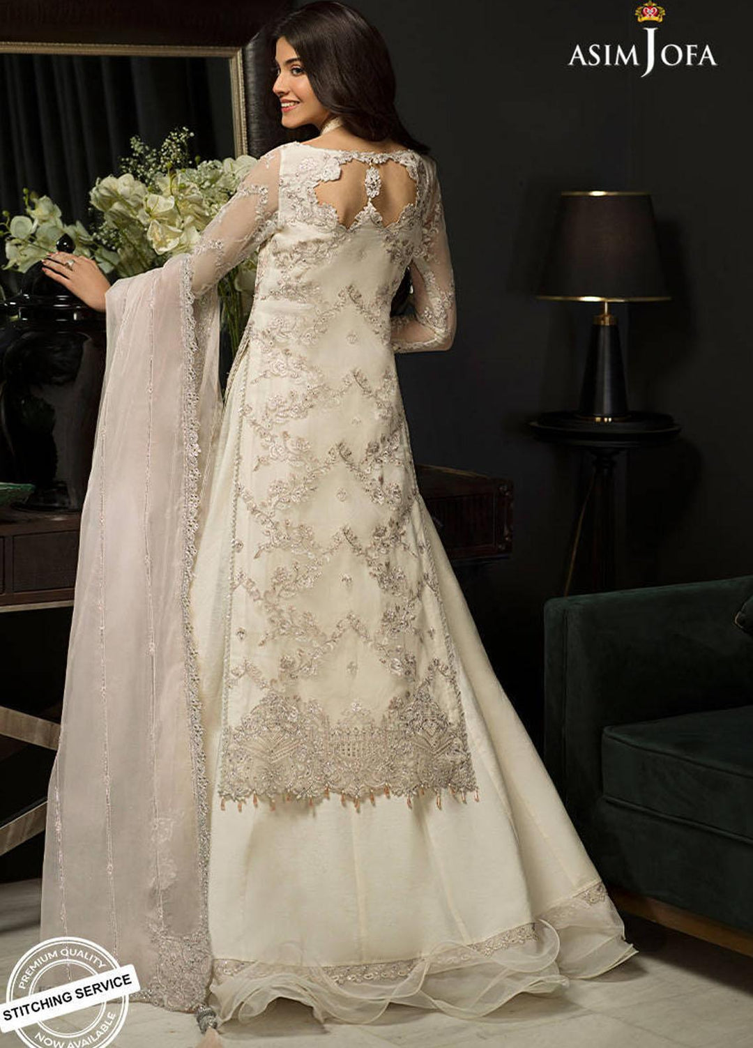 Asim Jofa Embroidered Organza Suits Unstitched 3 Piece AJ21IN AJN-21 - Luxury Formals Collection