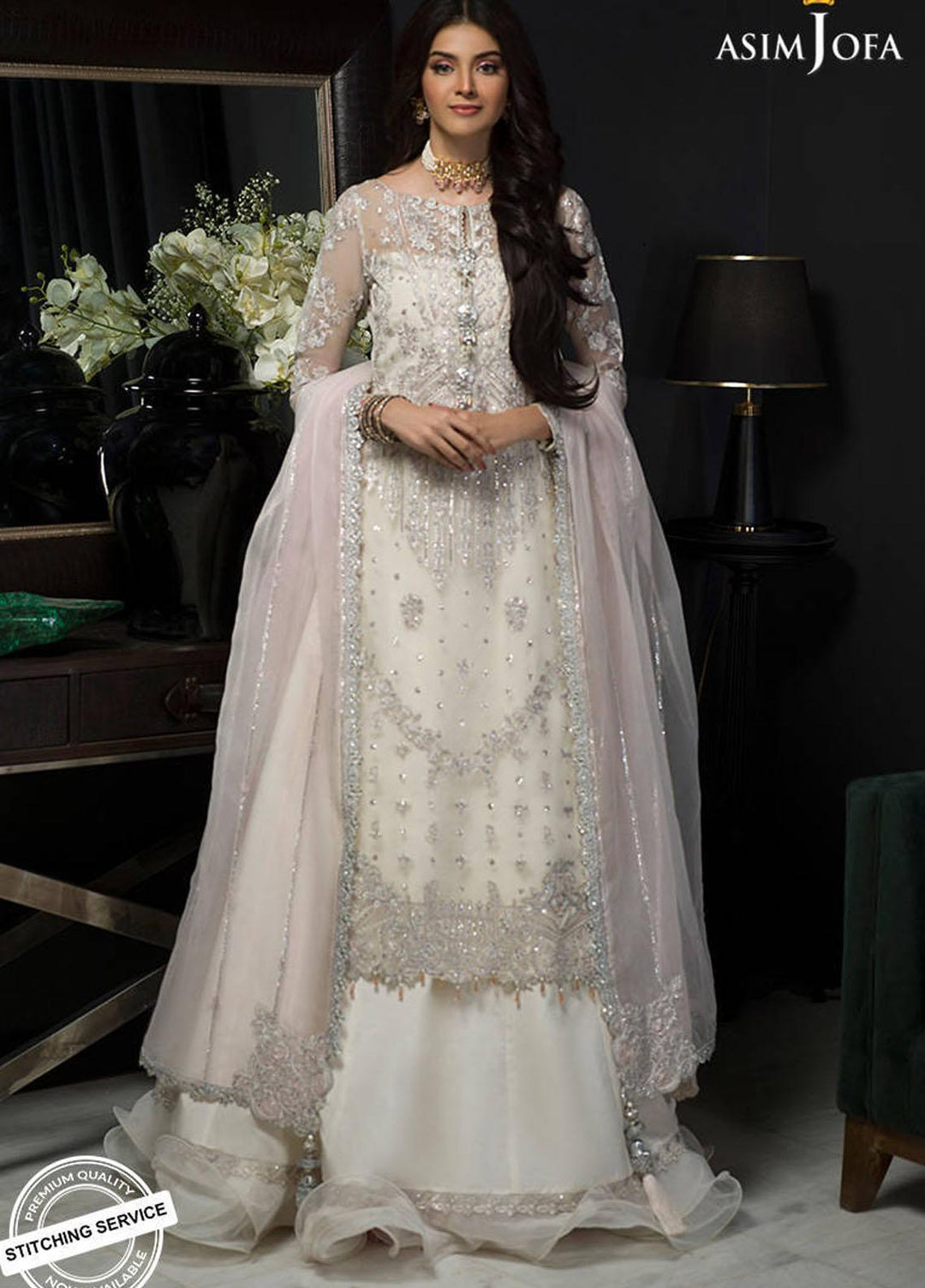 Asim Jofa Embroidered Organza Suits Unstitched 3 Piece AJ21IN AJN-21 - Luxury Formals Collection