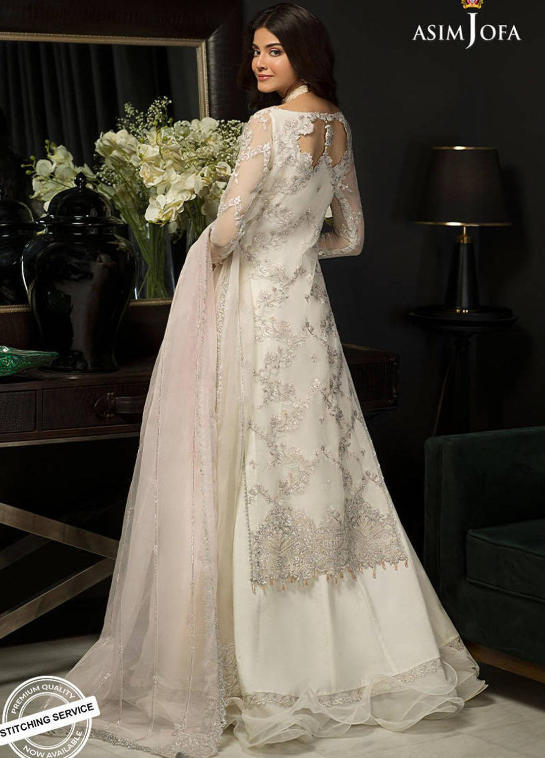 Asim Jofa Embroidered Organza Suits Unstitched 3 Piece AJ21IN AJN-21 - Luxury Formals Collection