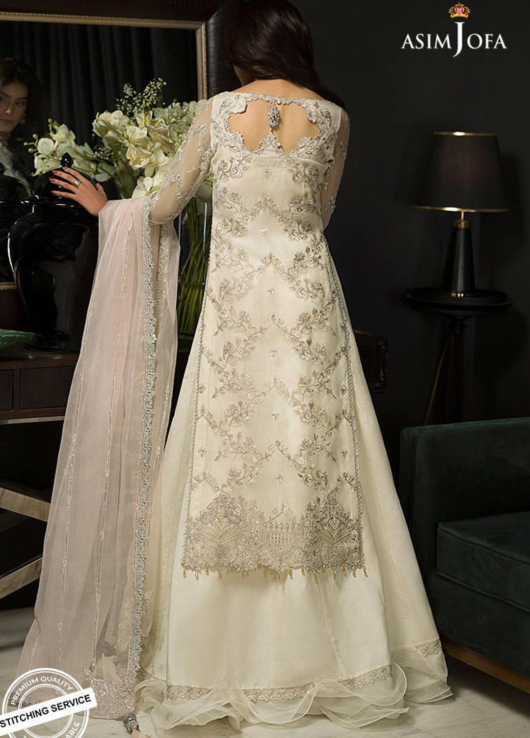 Asim Jofa Embroidered Organza Suits Unstitched 3 Piece AJ21IN AJN-21 - Luxury Formals Collection