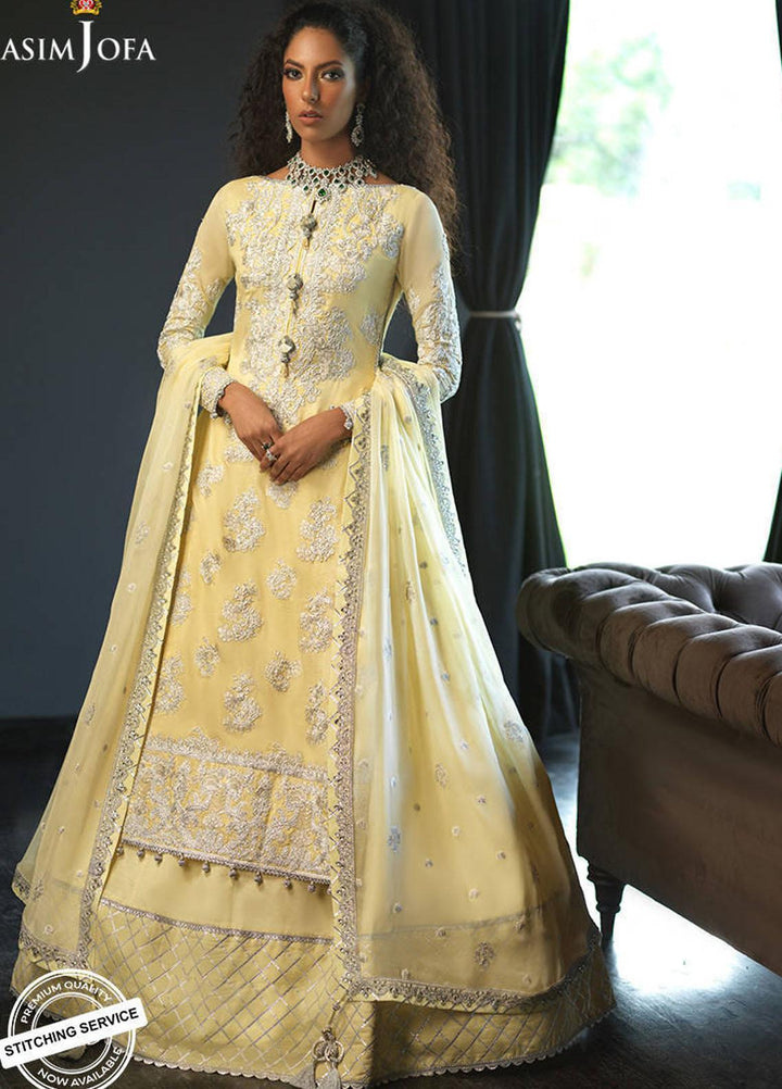 Asim Jofa Embroidered Raw Silk Suits Unstitched 3 Piece AJ21IN AJN-22 - Luxury Formals Collection