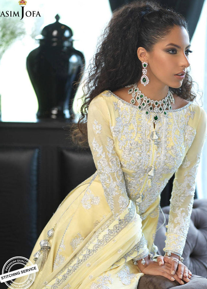 Asim Jofa Embroidered Raw Silk Suits Unstitched 3 Piece AJ21IN AJN-22 - Luxury Formals Collection