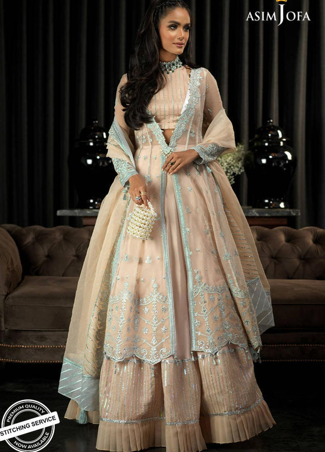 Asim Jofa Embroidered Organza Suits Unstitched 3 Piece AJ21IN AJN-23 - Luxury Formals Collection