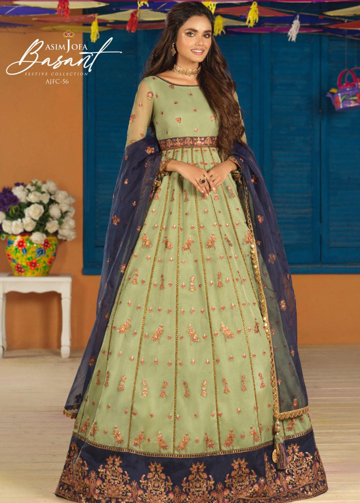 Jashan-e-Basant By Asim Jofa Embroidered Organza Suits Unstitched 3 Piece AJ22JB AJFC-56 - Festive Collection