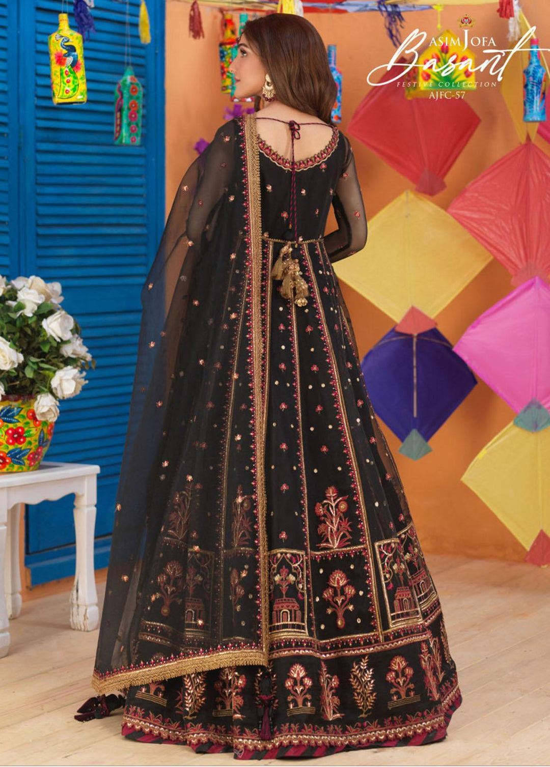 Jashan-e-Basant By Asim Jofa Embroidered Organza Suits Unstitched 3 Piece AJ22JB AJFC-57 - Festive Collection