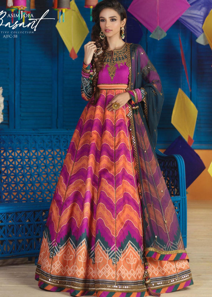 Jashan-e-Basant By Asim Jofa Embroidered Silk Suits Unstitched 3 Piece AJ22JB AJFC-58 - Festive Collection