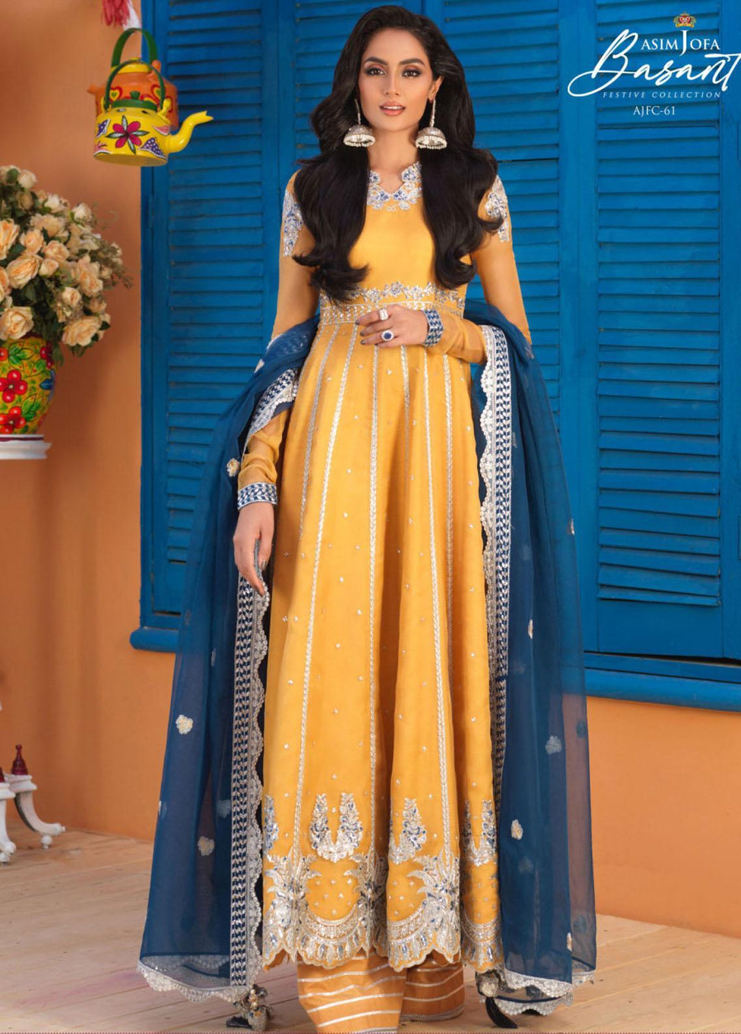 Jashan-e-Basant By Asim Jofa Embroidered Organza Suits Unstitched 3 Piece AJ22JB AJFC-61 - Festive Collection