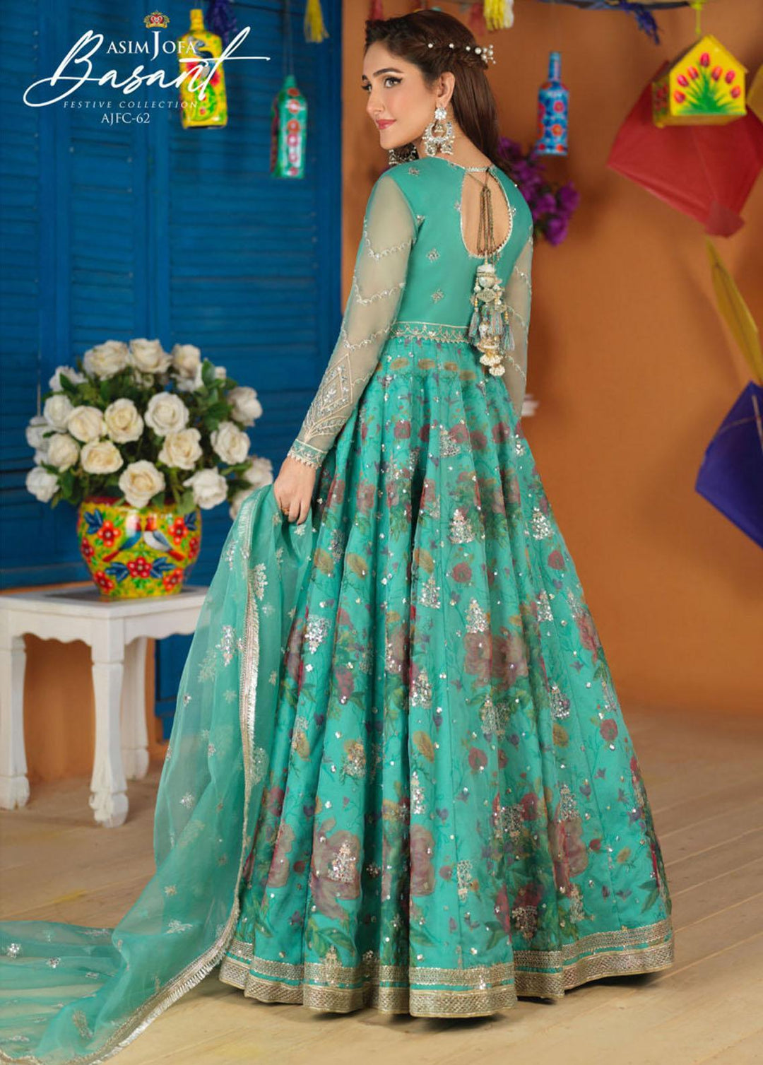 Jashan-e-Basant By Asim Jofa Embroidered Organza Suits Unstitched 3 Piece AJ22JB AJFC-62 - Festive Collection