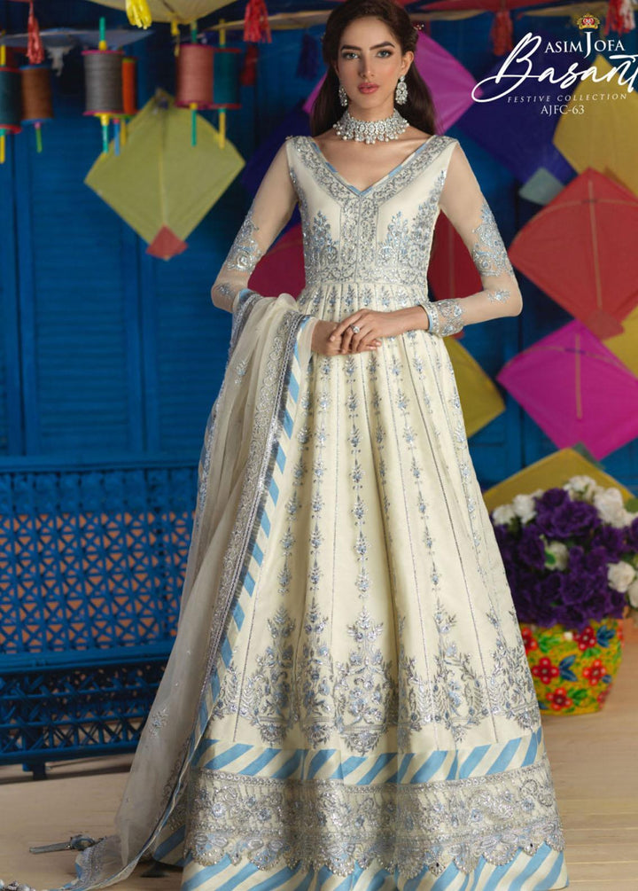 Jashan-e-Basant By Asim Jofa Embroidered Organza Suits Unstitched 3 Piece AJ22JB AJFC-63 - Festive Collection