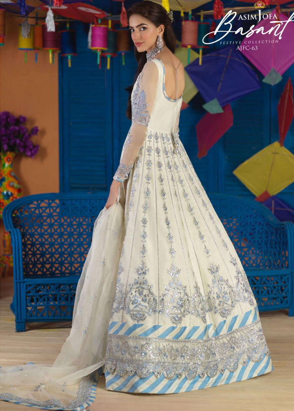 Jashan-e-Basant By Asim Jofa Embroidered Organza Suits Unstitched 3 Piece AJ22JB AJFC-63 - Festive Collection