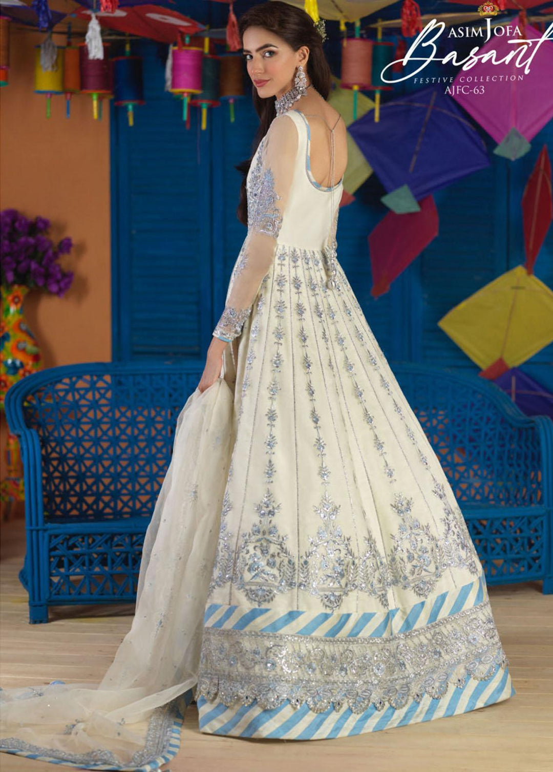 Jashan-e-Basant By Asim Jofa Embroidered Organza Suits Unstitched 3 Piece AJ22JB AJFC-63 - Festive Collection