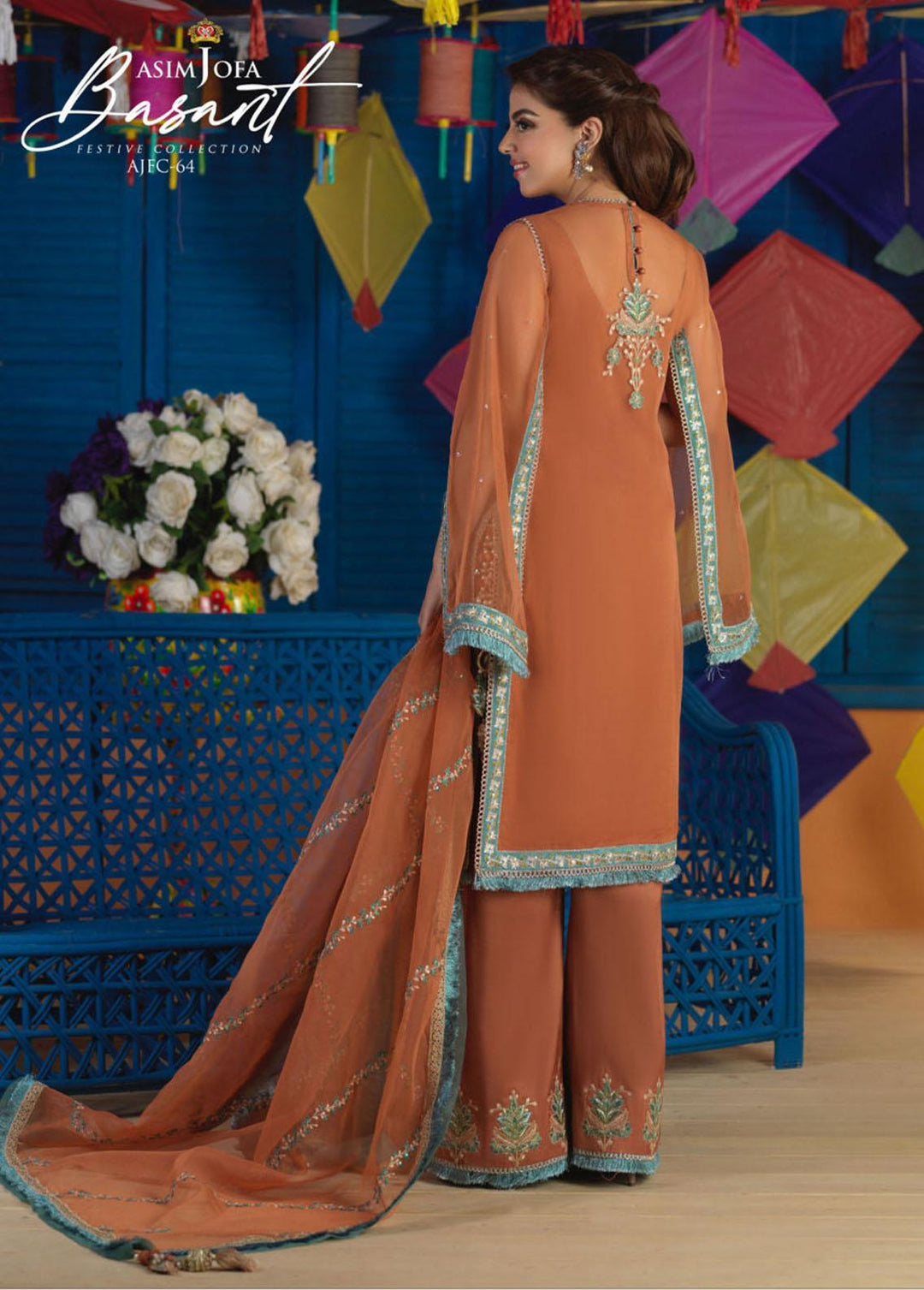 Jashan-e-Basant By Asim Jofa Embroidered Organza Suits Unstitched 3 Piece AJ22JB AJFC-64 - Festive Collection