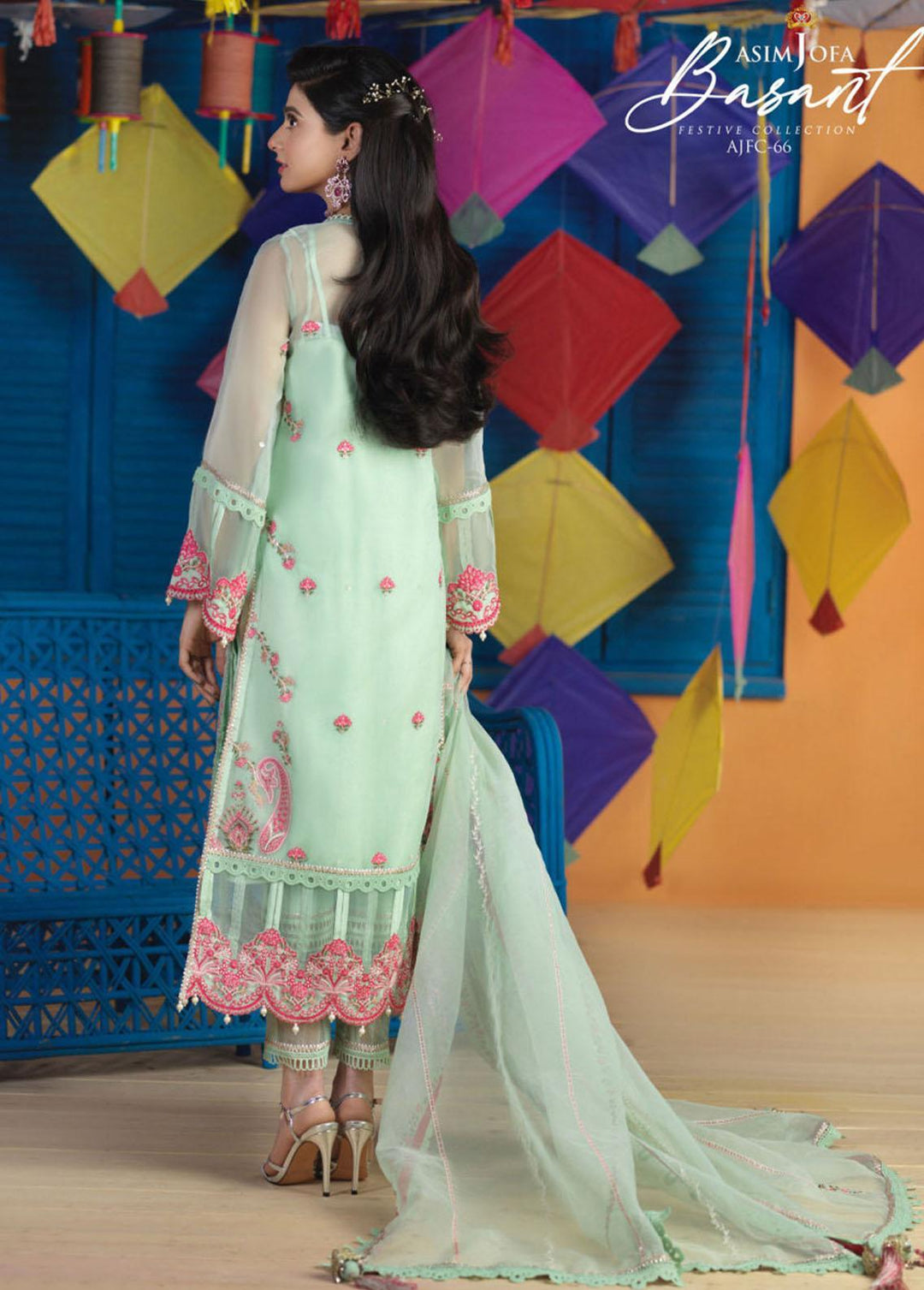 Jashan-e-Basant By Asim Jofa Embroidered Organza Suits Unstitched 3 Piece AJ22JB AJFC-66 - Festive Collection