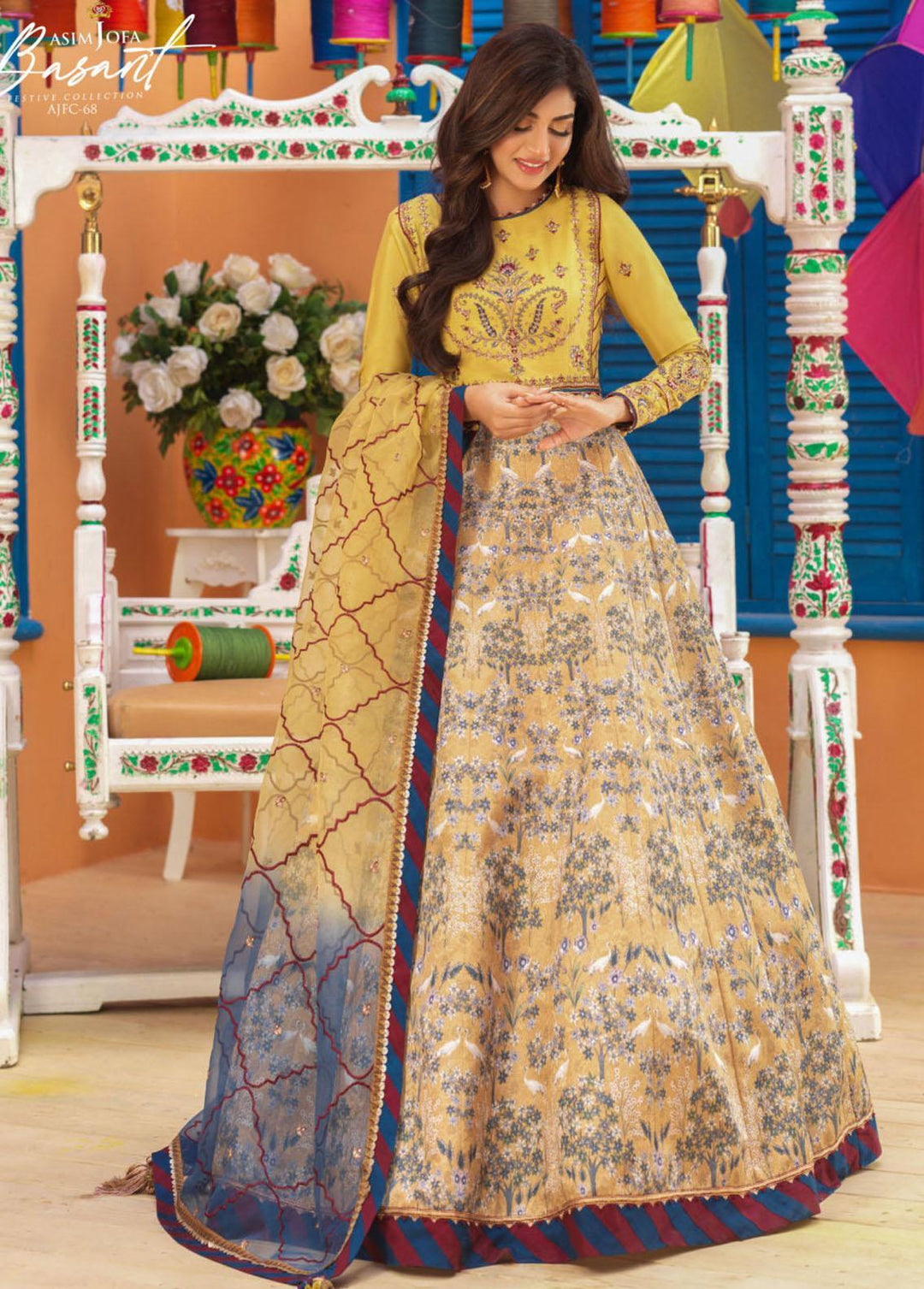 Jashan-e-Basant By Asim Jofa Embroidered Jacquard Suits Unstitched 3 Piece AJ22JB AJFC-68 - Festive Collection