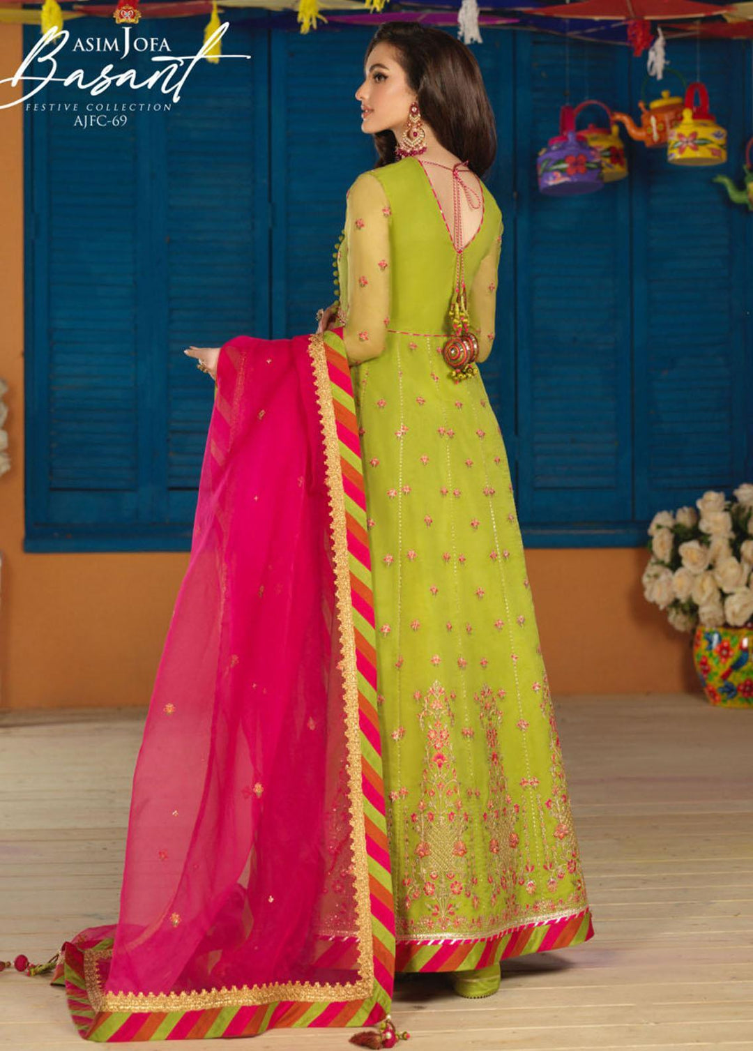 Jashan-e-Basant By Asim Jofa Embroidered Organza Suits Unstitched 3 Piece AJ22JB AJFC-69 - Festive Collection