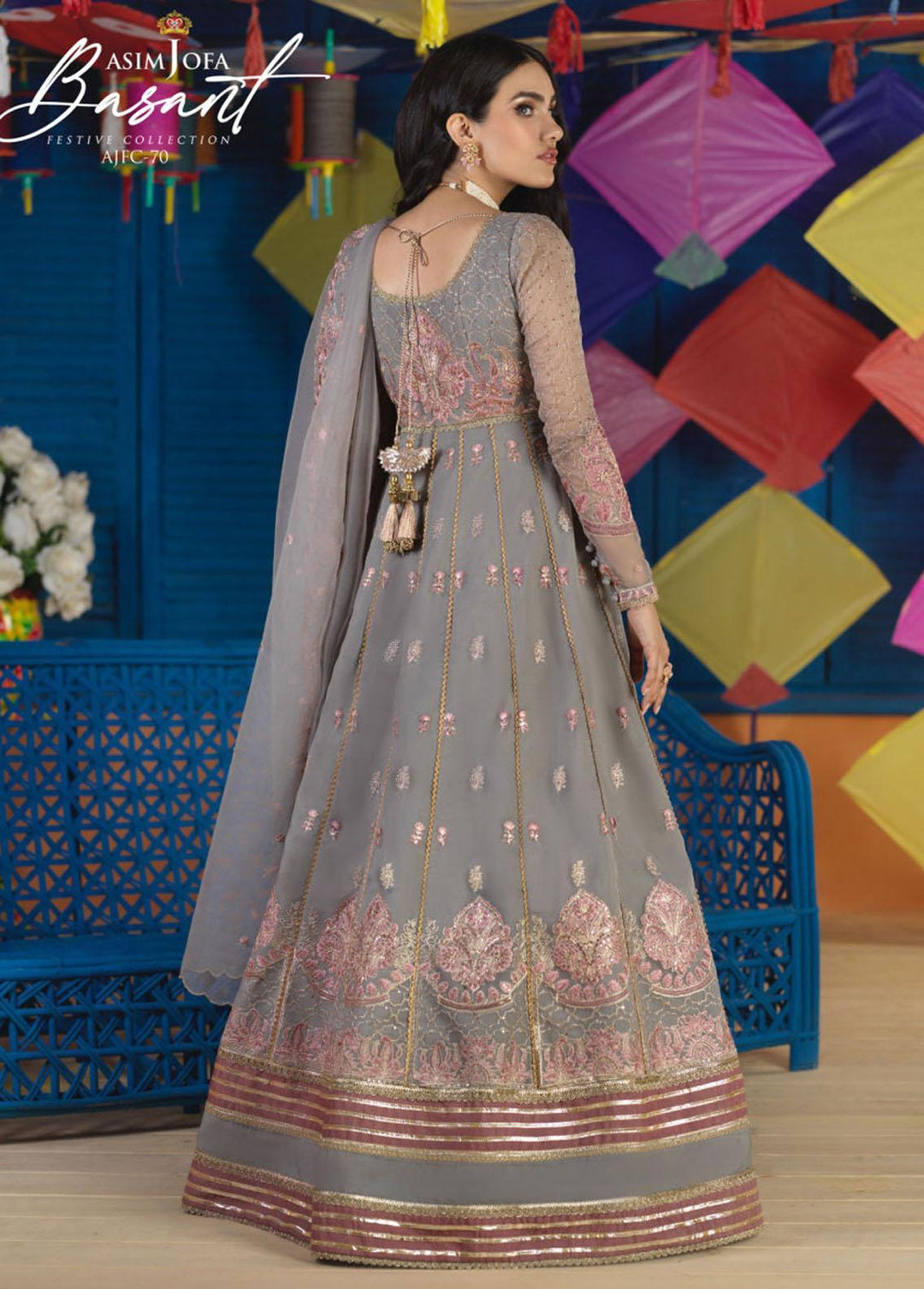 Jashan-e-Basant By Asim Jofa Embroidered Organza Suits Unstitched 3 Piece AJ22JB AJFC-70 - Festive Collection