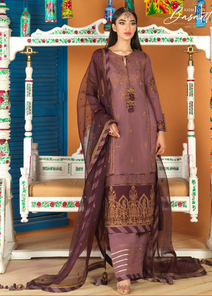 Jashan-e-Basant By Asim Jofa Embroidered Viscose Silk Suits Unstitched 3 Piece AJ22JB AJFC-71 - Festive Collection
