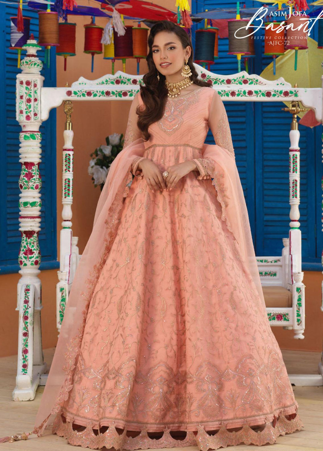 Jashan-e-Basant By Asim Jofa Embroidered Organza Suits Unstitched 3 Piece AJ22JB AJFC-72 - Festive Collection