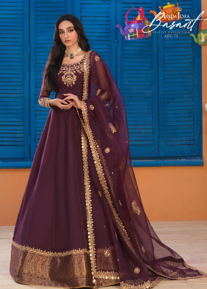 Jashan-e-Basant By Asim Jofa Embroidered Organza Suits Unstitched 3 Piece AJ22JB AJFC-73 - Festive Collection