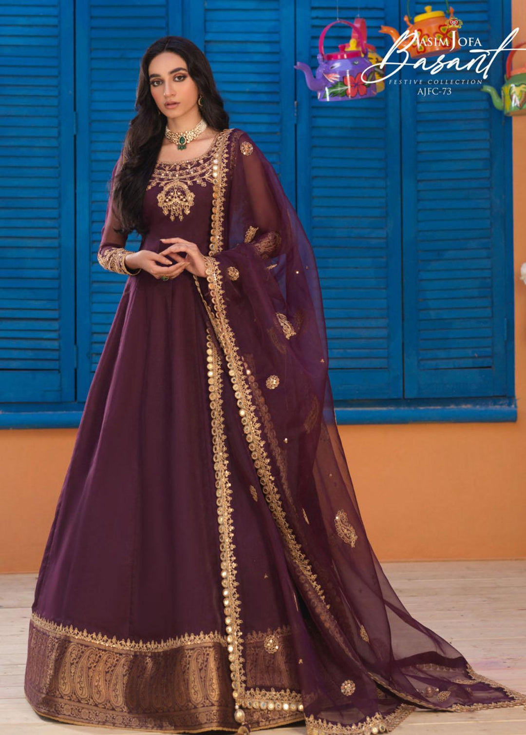 Jashan-e-Basant By Asim Jofa Embroidered Organza Suits Unstitched 3 Piece AJ22JB AJFC-73 - Festive Collection