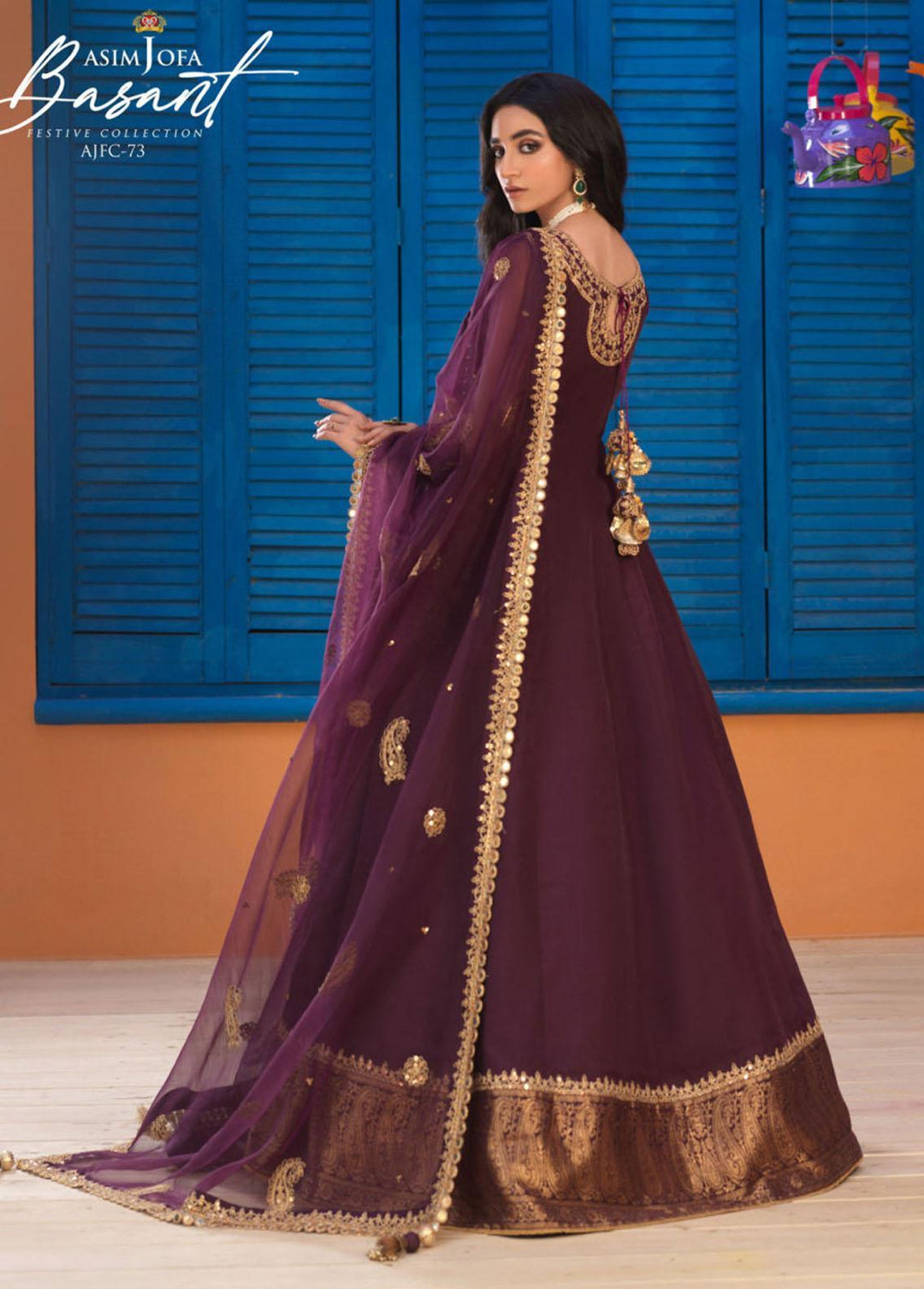 Jashan-e-Basant By Asim Jofa Embroidered Organza Suits Unstitched 3 Piece AJ22JB AJFC-73 - Festive Collection