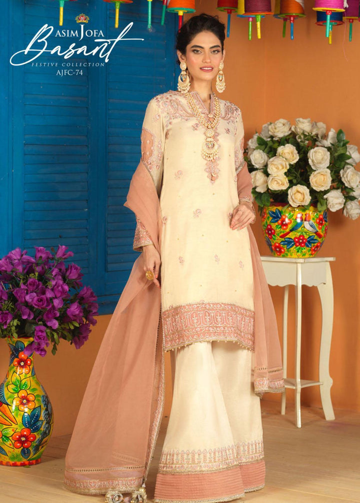 Jashan-e-Basant By Asim Jofa Embroidered Missouri Suits Unstitched 3 Piece AJ22JB AJFC-74 - Festive Collection