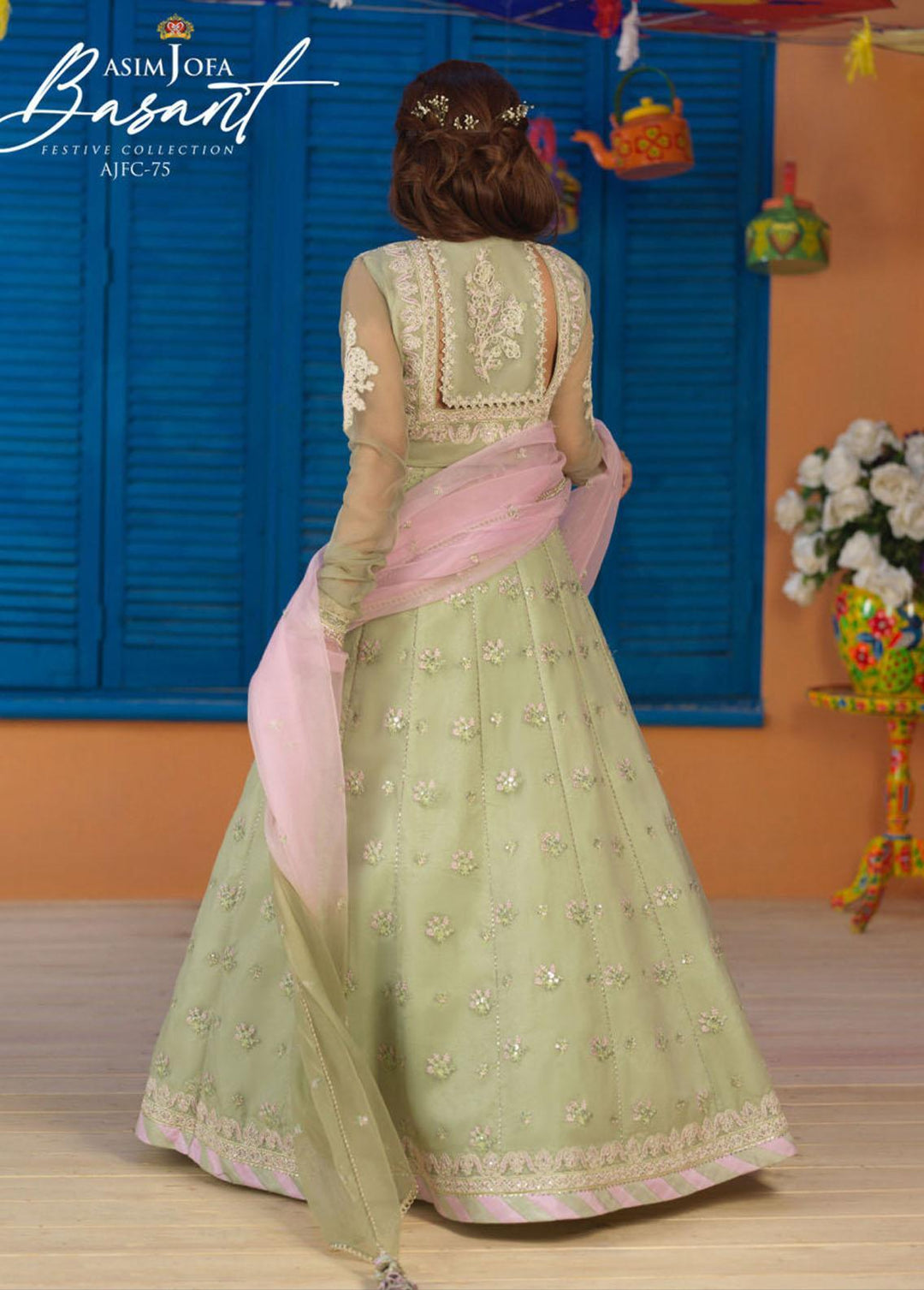 Jashan-e-Basant By Asim Jofa Embroidered Organza Suits Unstitched 3 Piece AJ22JB AJFC-75 - Festive Collection