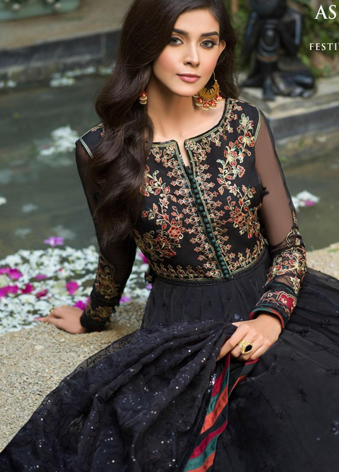 Asim Jofa Embroidered Organza Suits Unstitched 3 Piece AJ21J AJFC-38 - Festive Collection