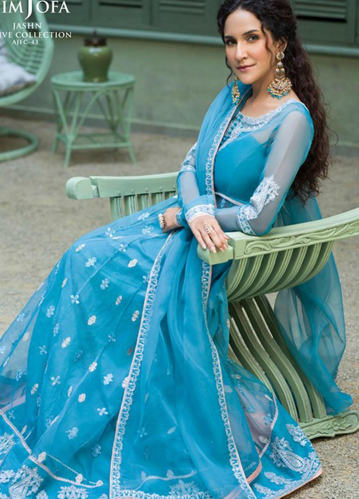 Asim Jofa Embroidered Organza Suits Unstitched 3 Piece AJ21J AJFC-43 - Festive Collection