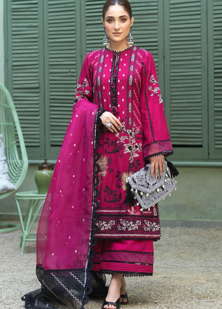 Asim Jofa Embroidered Cotton Net Suits Unstitched 3 Piece AJ21J AJFC-44 - Festive Collection